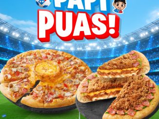 Promo Domino’s Pizza Papi Puas 2 Pizza Rp. 136.000 hemat Rp. 100.000 dari harga normal Rp. 236.000