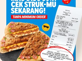 Promo Domino’s Pizza Tukar Struk Diskon 50% medium pizza ke-2 dengan pembelian Pizza Viral atau Premium