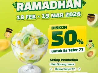 Promo Es Teler 77 Ramadhan diskon 50 persen bayar BCA khusus dine in