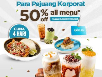 Promo Excelso Diskon 50% All Menu dengan lanyard dan min transaksi Rp. 199.000