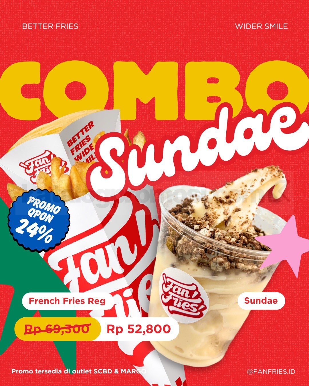 Promo FanFries QPON Combo Sundae & Coffee mulai Rp. 52.800 Promo FanFries QPON Combo Sundae & Coffee mulai Rp. 52.800 1