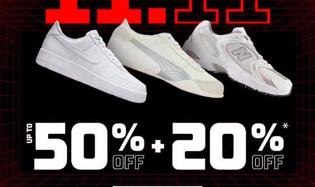 Promo Foot Locker 11.11 Sale diskon hingga 50% plus ekstra 20% berlaku online di Footlocker.id 11–16 November 2025