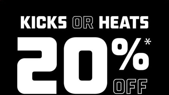 Promo FOOT LOCKER Kicks or Heats diskon 20% minimal belanja Rp. 2.000.000 berlaku 31 Oktober – 2 November 2025 di seluruh outlet Foot Locker Indonesia.