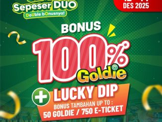 Promo Funworld 12.12 Bonus 100% Goldie + Lucky Dip hingga 750 E-Ticket di seluruh lokasi.