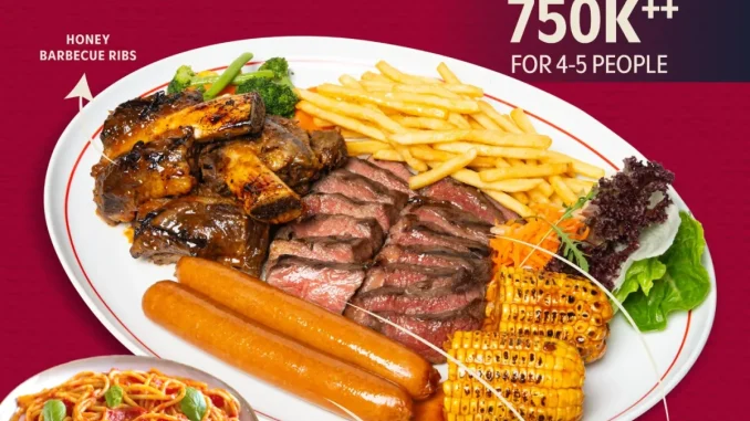 Promo GLOSIS STEAKHOUSE All New Meat Platter Rp. 899.000 + Free Flow Pasta 1