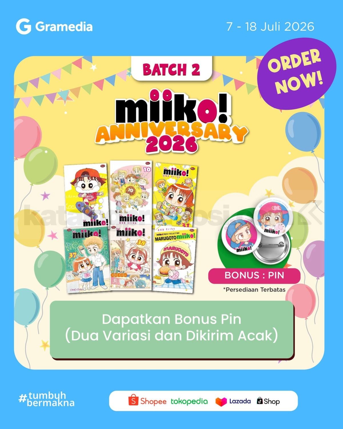 Promo Gramedia Hai, Miiko! Bonus Pin Eksklusif Gratis Promo Gramedia Hai, Miiko! Bonus Pin Eksklusif Gratis 1