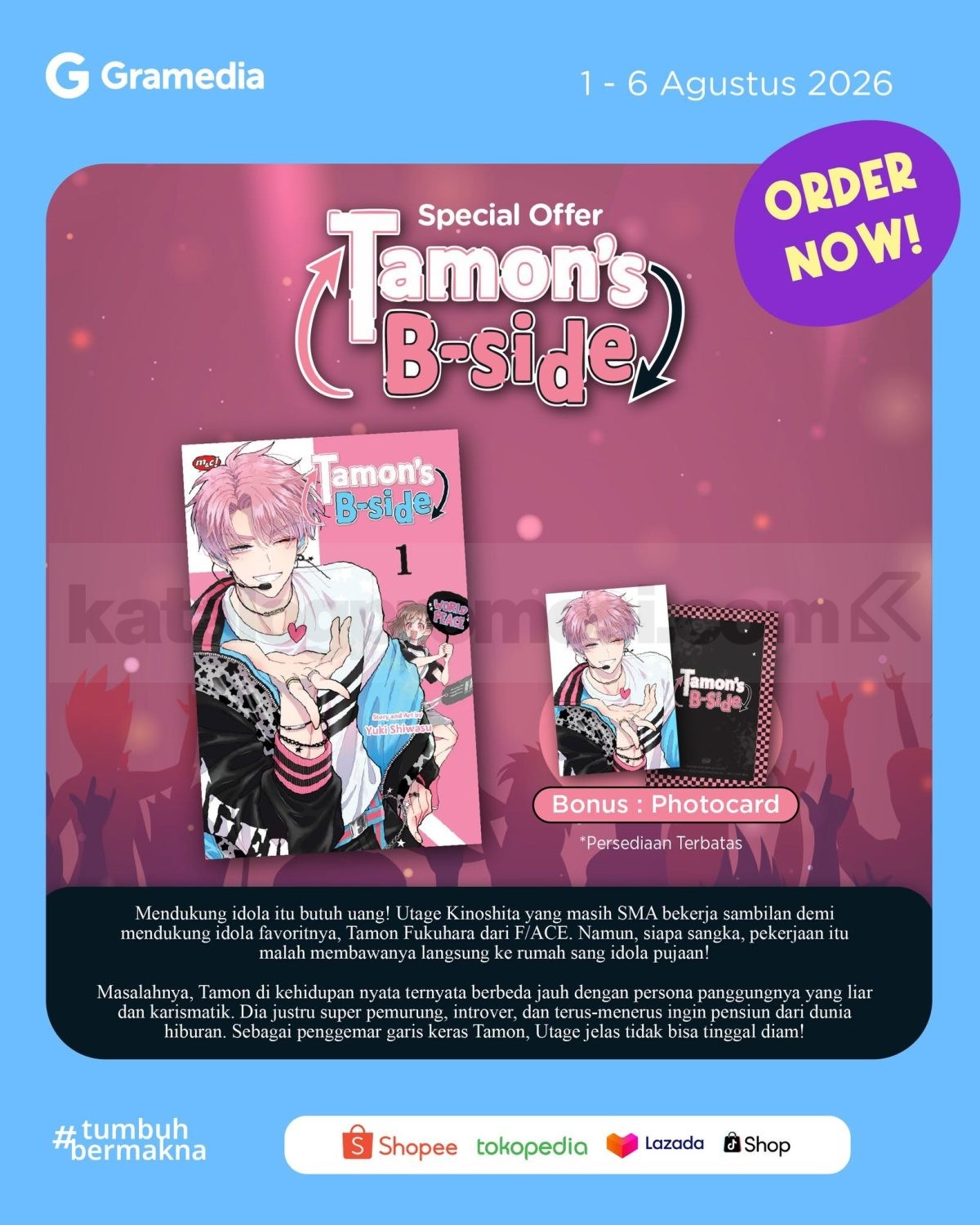 Promo Gramedia Tamon's B-Side Vol. 1 Bonus Photocard Promo Gramedia Tamon's B-Side Vol. 1 Bonus Photocard 1