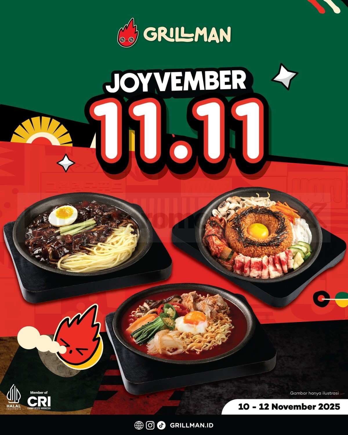 Promo Grillman Joyvember 11.11 Mulai Rp11.000 Promo Grillman Joyvember 11.11 Mulai Rp11.000 Jjajangmyeon dan Super Daebak Set