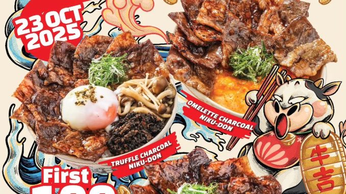 Promo Gyukichi Soft Opening FREE 100 Bowls Nikudon dengan diskon 20% main course di Pasaraya Blok M