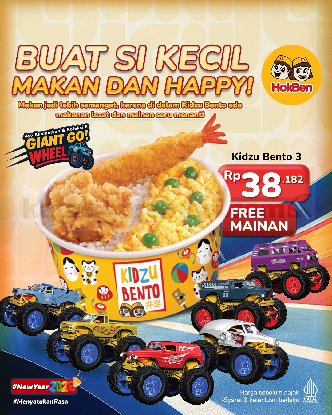 Promo HokBen Kidzu Bento 3 FREE Mainan Giant Go Wheel Promo HokBen Kidzu Bento 3 FREE Mainan Giant Go Wheel untuk menu anak favorit