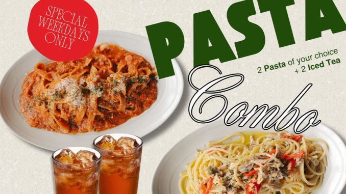 Promo Holycow Heritage Pasta Combo cuma Rp.160.000 weekdays 2 pasta + 2 iced tea