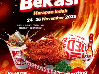 Promo Hotway's Chicken Bekasi Grand Opening Banting Harga Rp.20.000 paket lengkap ayam nashville dan minumannya.