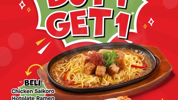 Promo Ichiban Sushi Buy 1 Get 1 Free berlaku 13–15 Oktober 2025 di seluruh cabang Ichiban Sushi Resto