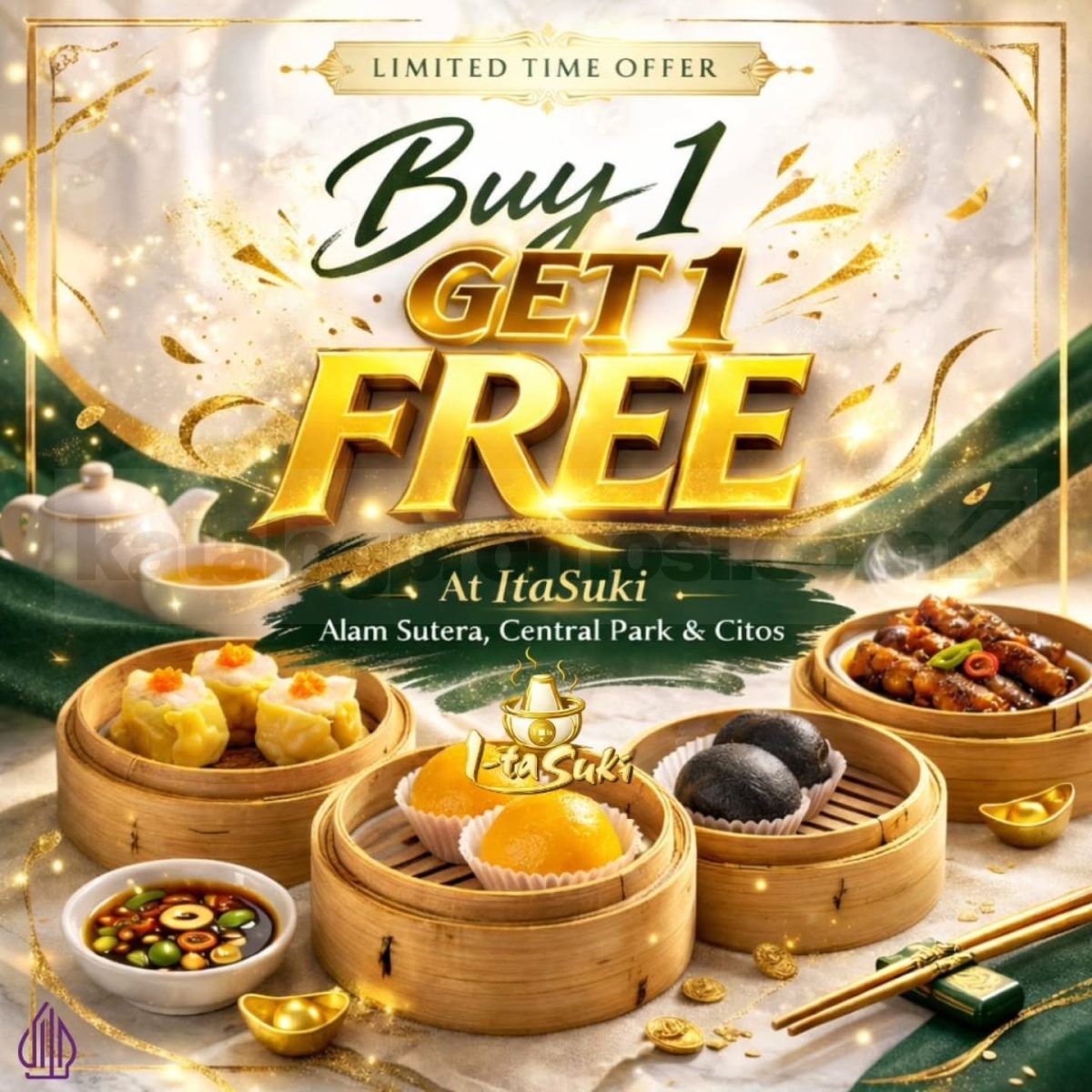 Promo Itasuki Resto Buy 1 Get 1 Free Dimsum Promo Itasuki Resto Buy 1 Get 1 Free Dimsum berlaku hingga 14 Maret 2026
