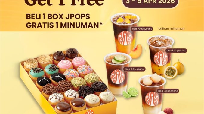 Promo JCO 4.4 Double Date beli 1 gratis 1 periode 3 sampai 5 April 2026 dengan pembayaran BRImo