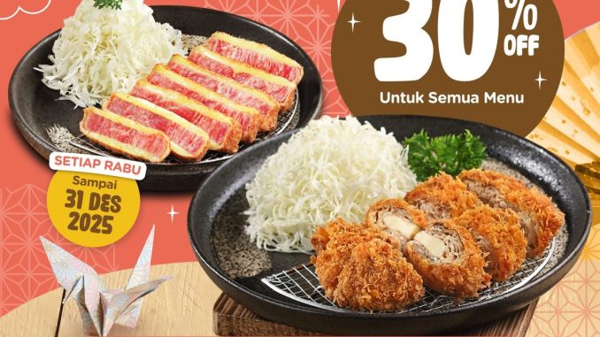 Promo Kimukatsu BCA Wednesdeal Diskon 30% Semua Menu berlaku setiap Rabu hingga 31 Desember 2025.