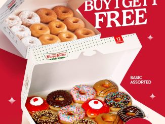 Promo Krispy Kreme Buy 1 Get 1 Free 2 Dozen Rp. 119 Ribu berlaku 21–23 Oktober 2025