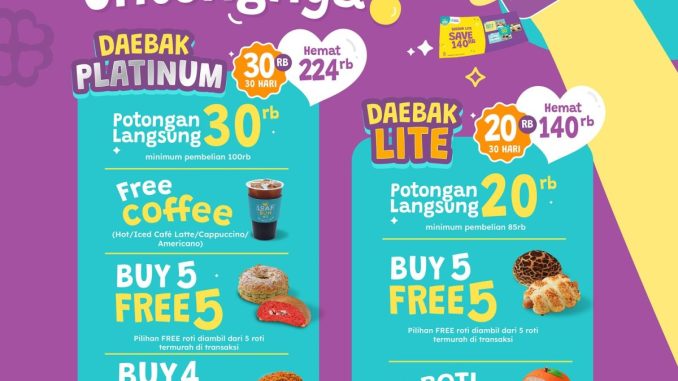 Promo Loaf Bun Daebak Untungnya di Boga App hemat hingga Rp 224.000 dengan potongan langsung dan bonus free coffee
