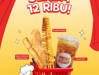 Promo Master Squid 12.12 Serba Rp. 12.000 dengan pilihan Tornado Potato, Cireng, Seafood Tofu, dan Lemon Tea