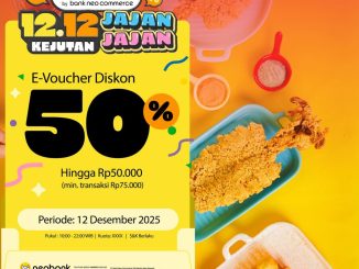 Promo Master Squid NeoBank 12.12 E-Voucher Diskon 50% untuk transaksi minimal Rp75.000 dengan pembayaran neobank.