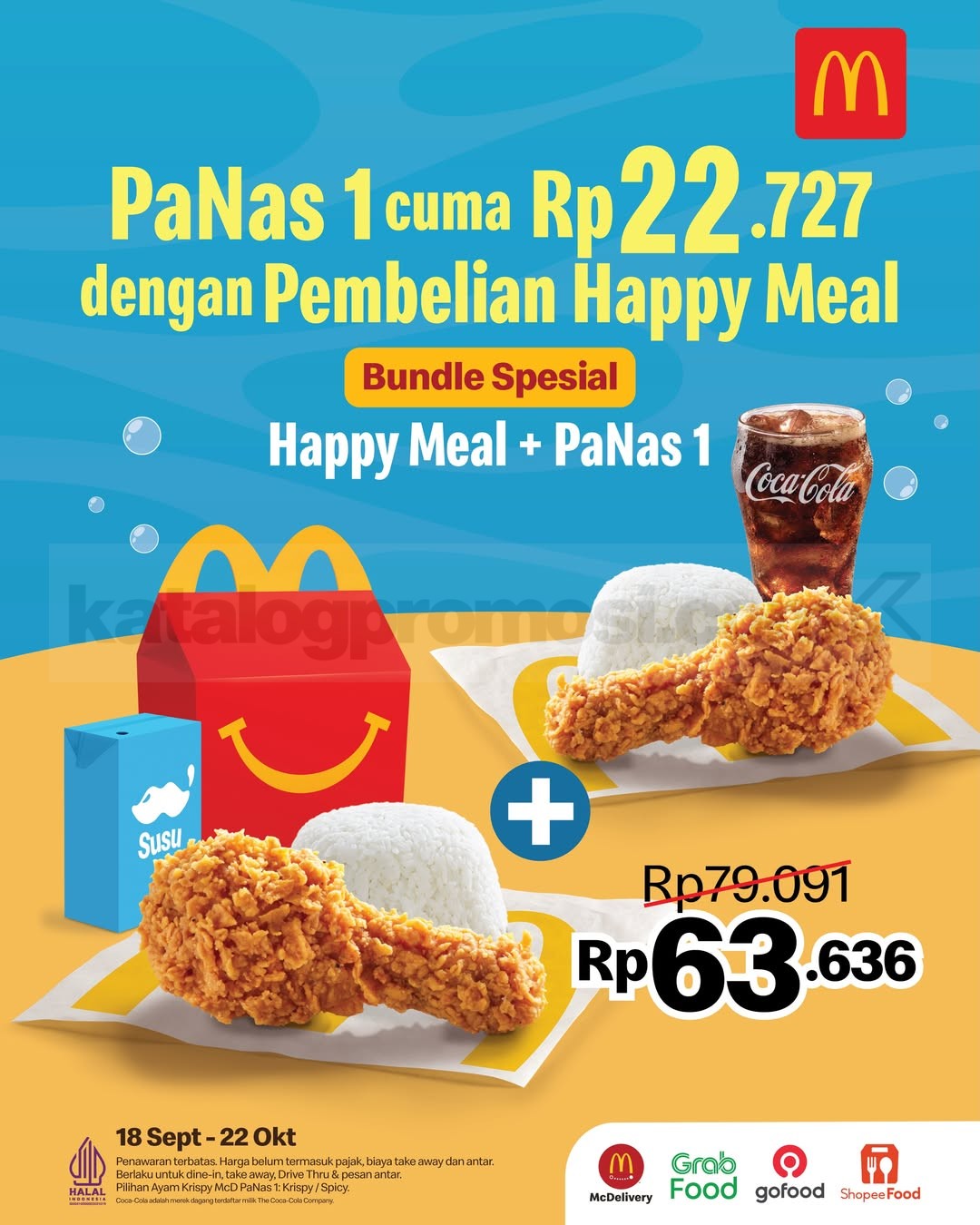 Promo McDonald's Happy Meal + PaNas 1 Rp63.636 Promo McDonald's Happy Meal + PaNas 1 Rp63.636 dengan PaNas 1 Rp22.727