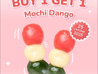 Promo Mochi Mochio Buy 1 Get 1 Free Mochi Dango berlaku 25 Oktober 2025 di offline store.