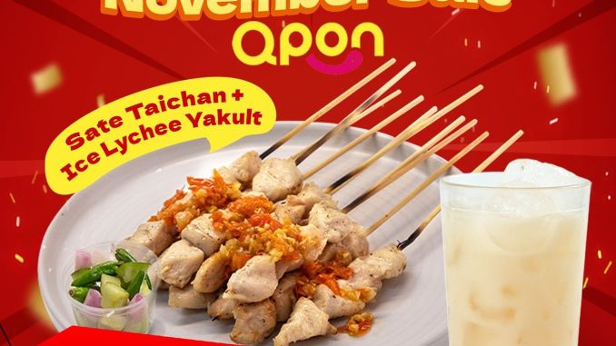 Promo Nasgor Mafia QPON 11.11 Sale Sate Taichan + Lychee Yakult Rp.18.380 berlaku via aplikasi QPON