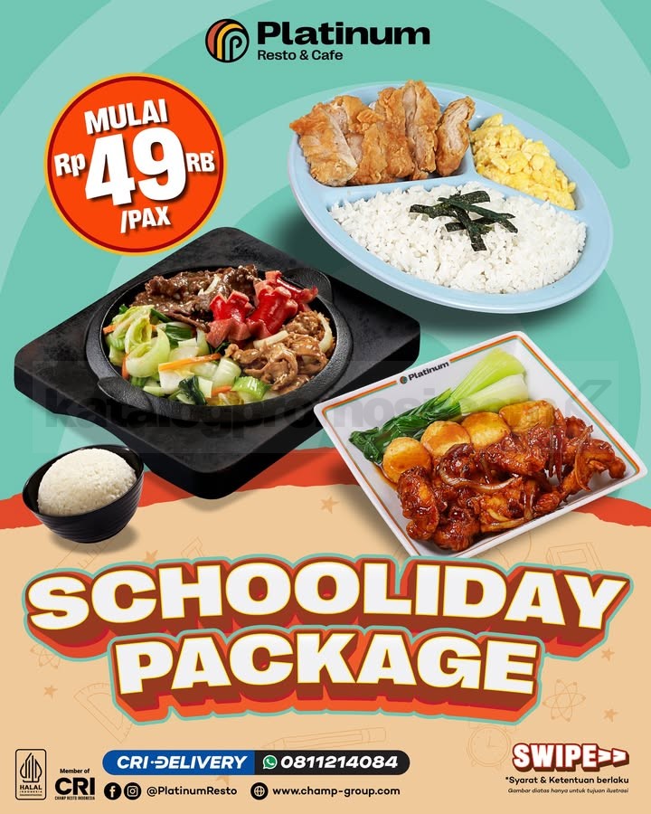 Promo Platinum Resto & Cafe Schooliday Package mulai Rp. 49.000 Promo Platinum Resto & Cafe Schooliday Package mulai Rp. 49.000 paket makan hemat keluarga