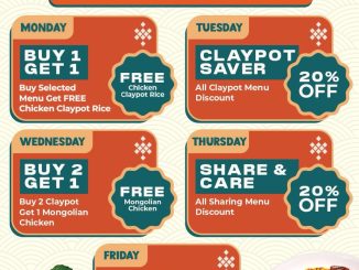 Promo Potteria Weekly Treat Buy 1 Get 1 Free Claypot Rice weekday