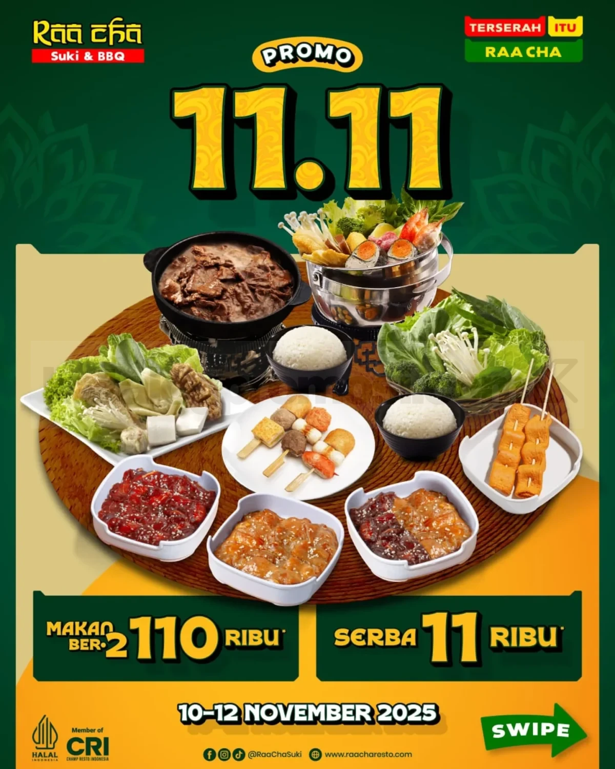 Promo Raa Cha 11.11 Menu Serba Rp. 11.000 Promo Raa Cha 11.11 Menu Serba Rp. 11.000 1