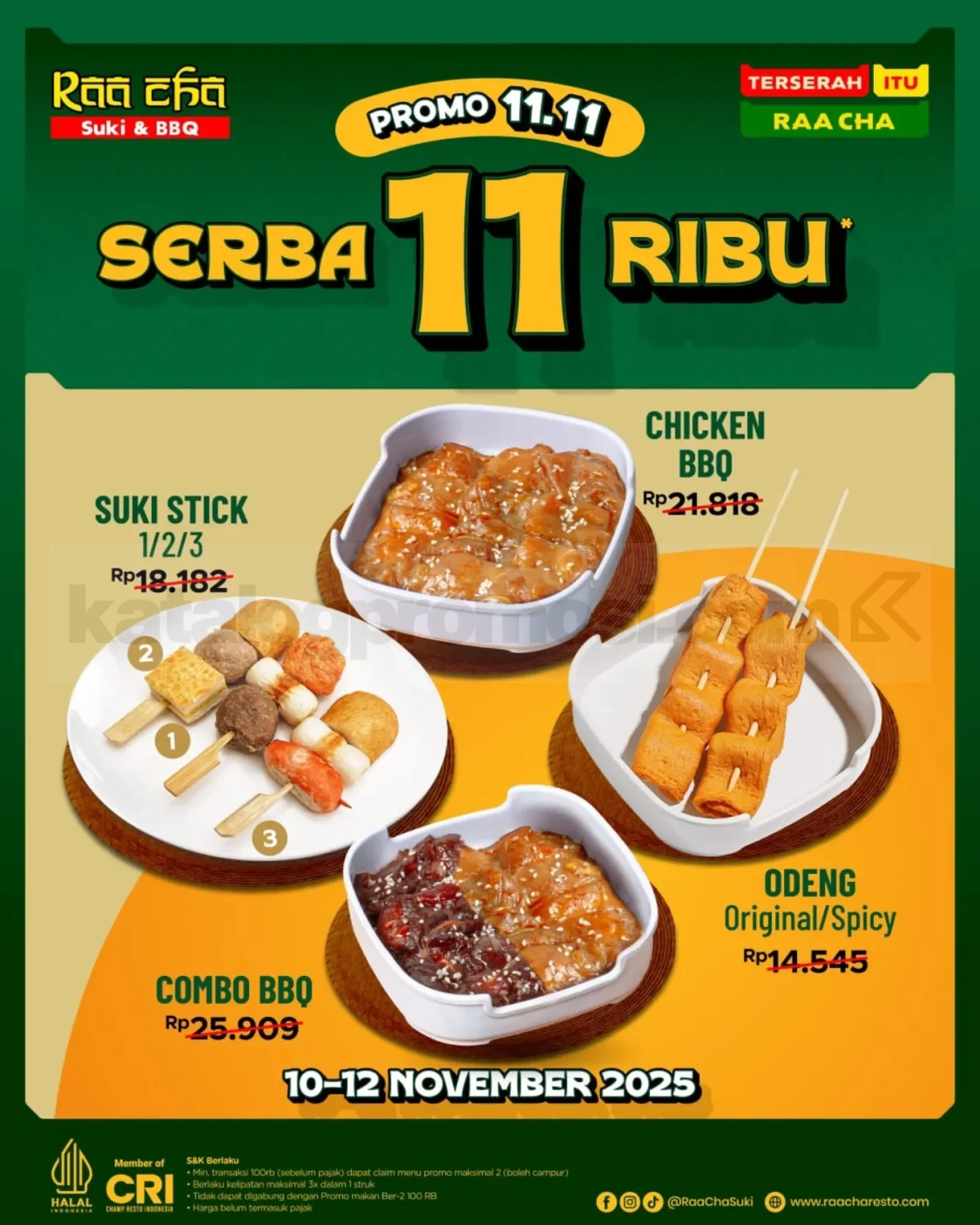 Promo Raa Cha 11.11 Menu Serba Rp. 11.000 Promo Raa Cha 11.11 Menu Serba Rp. 11.000 2