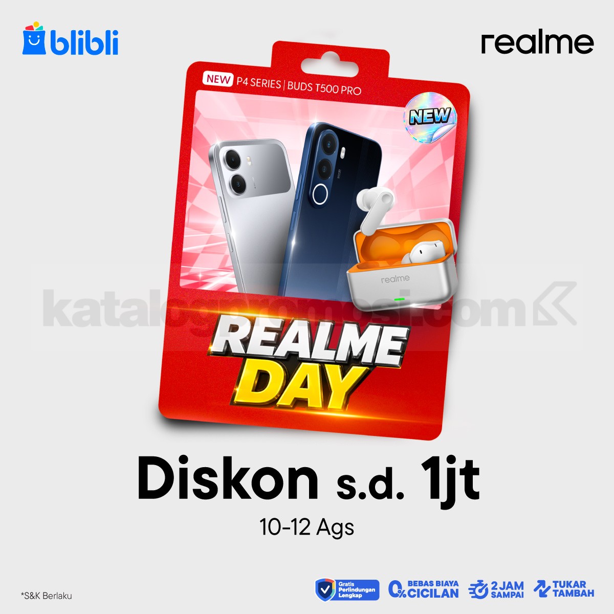 Promo realme Day P4 Series Diskon hingga Rp. 1 Juta Promo realme Day P4 Series diskon hingga Rp. 1 juta di Blibli dengan cicilan 0% dan tukar tambah.