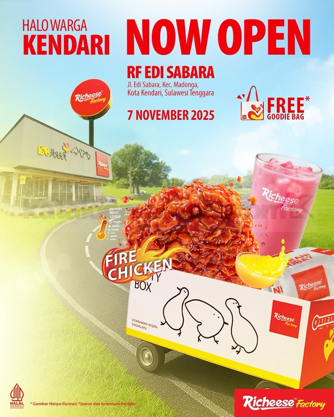Promo Richeese Factory Opening Edi Sabara Free Merchandise Promo Richeese Factory Opening Edi Sabara Free Merchandise dengan menu favorit di outlet Kendari
