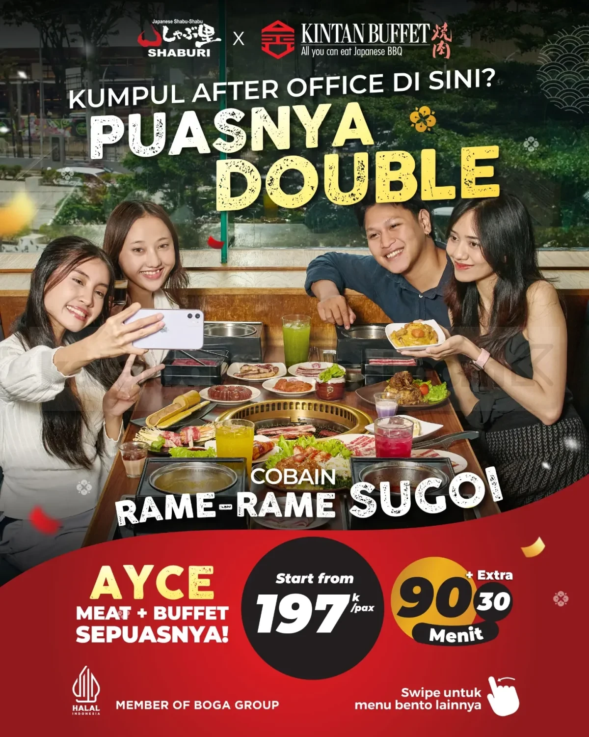 Promo Shaburi Kintan Buffet AYCE mulai Rp. 197.000 Promo Shaburi Kintan Buffet AYCE mulai Rp. 197.000 makan sepuasnya hingga 120 menit plus 30 menit tambahan