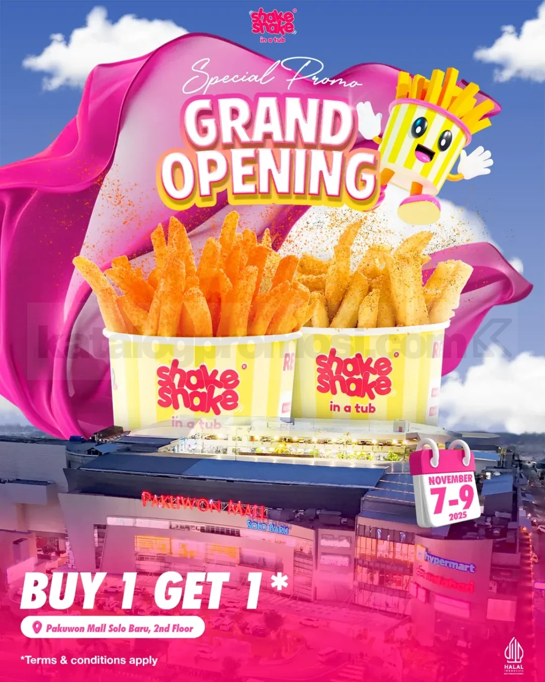 Promo Shake Shake in a Tub Grand Opening Pakuwon Mall Solo Baru Buy 1 Get 1 Free Promo Shake Shake in a Tub Grand Opening Pakuwon Mall Solo Baru Buy 1 Get 1 Free Regular Fries