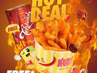 Promo Shake Shake in a Tub Hot Deal Gratis Teh Sosro beli Huge Fries Mala dapat Teh Sosro gratis periode 15–31 Desember 2025