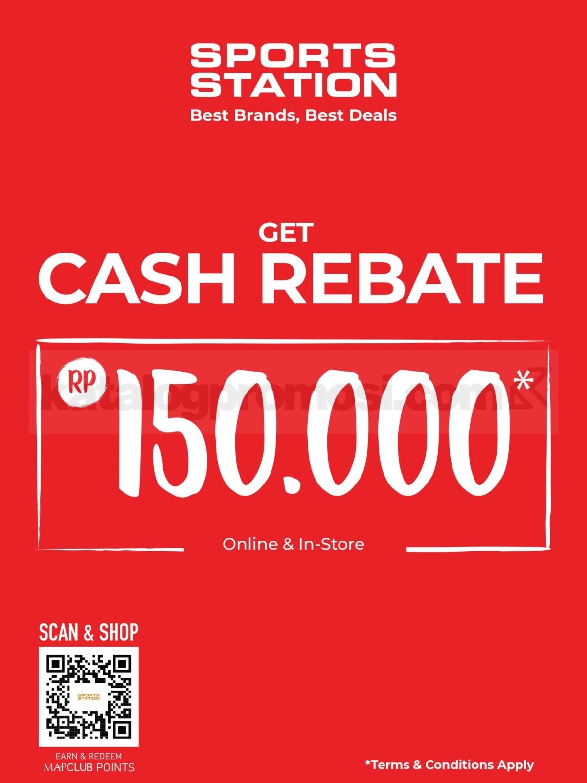 Promo Sports Station Cash Rebate 150.000 Semua Produk Promo Sports Station Cash Rebate 150.000 untuk semua produk dengan minimal belanja Rp. 750.000