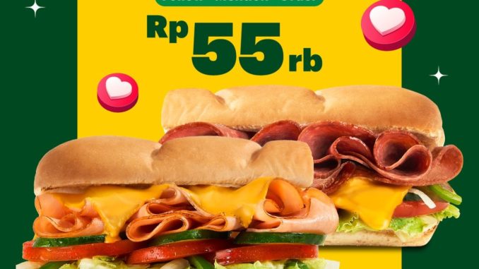 Promo Subway FOMODEALS 2 Sandwich 6-inch Rp55 ribu berlaku 4–5 Desember di seluruh restoran kecuali Airport.