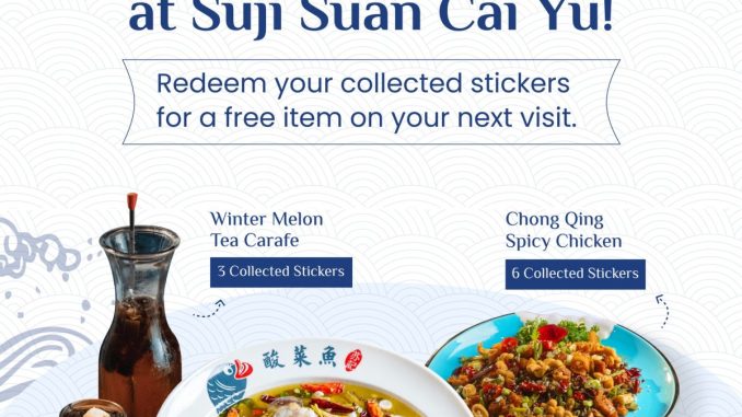 Promo Suji Suan Cai Yu Jisu Keychain Rewards Program dengan hadiah Wintermelon Carafe, Chong Qing Spicy Chicken, dan Suan Cai Yu Gurame.