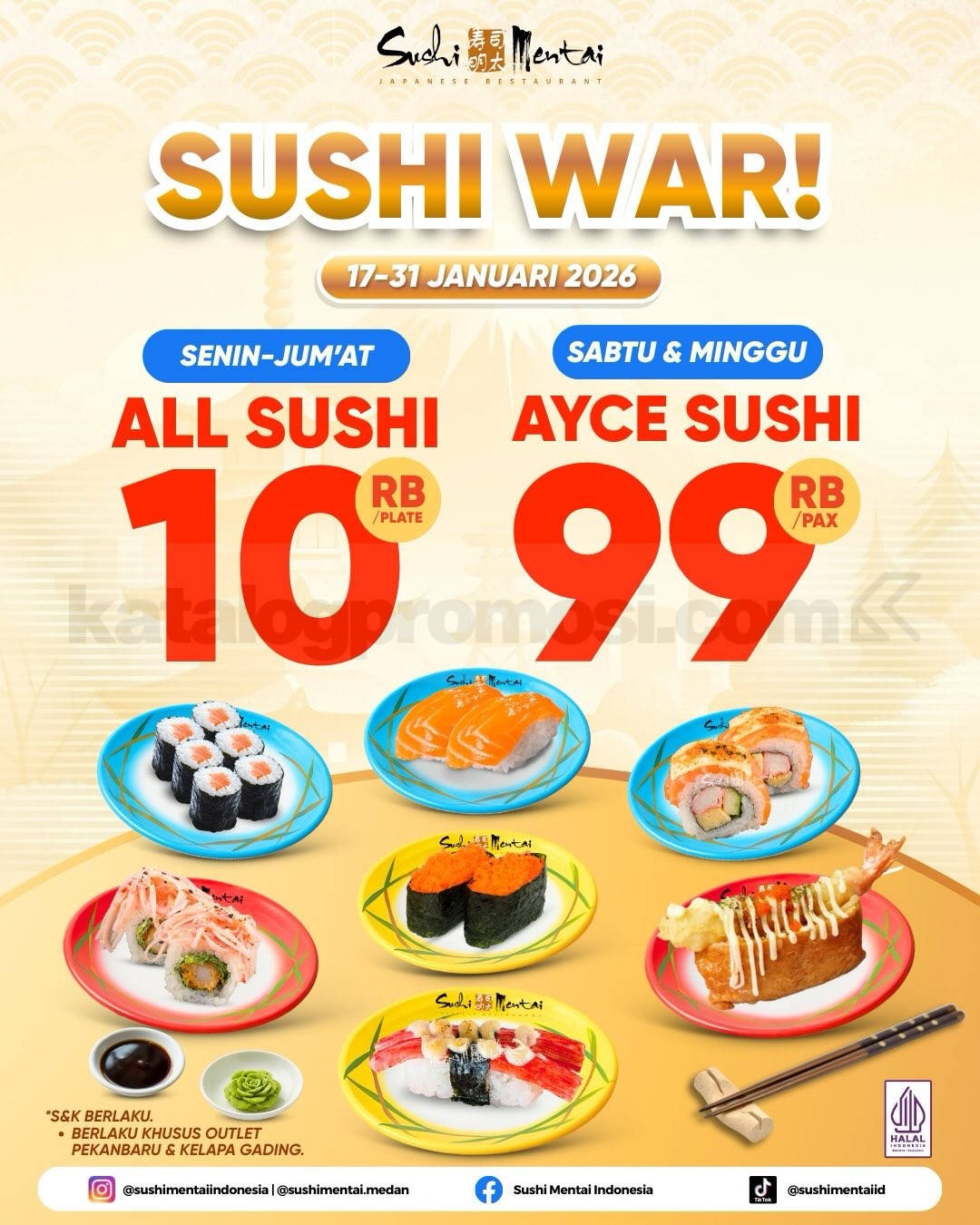 Promo Sushi Mentai SUSHI WAR! All Sushi 10.000 & AYCE 99.000 Promo Sushi Mentai SUSHI WAR! All Sushi 10.000 & AYCE 99.000 2
