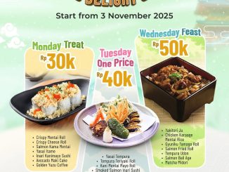 Promo Sushi Tei One Price Delight Mulai Rp. 30.000 dengan menu sushi, roll, dessert, dan minuman spesial