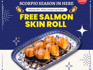 Promo SUSHIMAS Scorpio Season free Salmon Skin Roll berlaku 1–24 November 2025 untuk pelanggan berzodiak Scorpio.