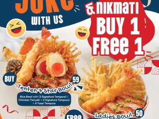 Promo Tenten Buy 1 Get 1 Free Tempura Bowl berlaku dine-in di Lotte Mall Jakarta dengan follow Instagram @tenten.idn