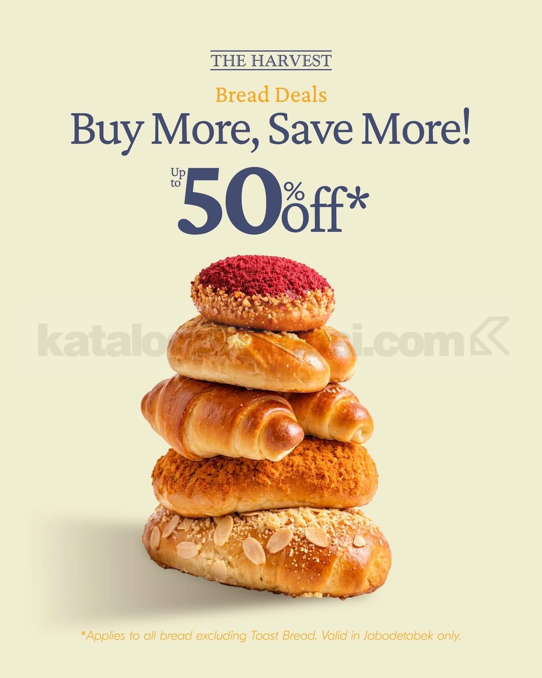 Promo The Harvest Bread Deals Diskon 50% Promo The Harvest Bread Deals diskon hingga 50% untuk berbagai roti di Jabodetabek