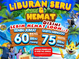 Promo The Jungle Liburan Seru & Hemat mulai Rp. 60.000, main air hemat via website dan KTP, 1–19 Desember 2025.