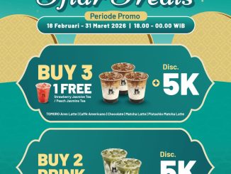 Promo TOMORO COFFEE Iftar Treats Diskon Rp. 5.000 beli 3 gratis tea pilihan periode Ramadan