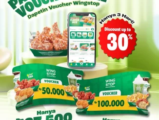 Promo Wingstop Payday Voucher mulai Rp. 37.500 dengan diskon hingga 30% untuk pembelian via website dan aplikasi