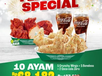 Promo Wingstop Paket Year End Special 10 Ayam Rp. 68.182 dengan 5 Crunchy Wings dan 5 Boneless