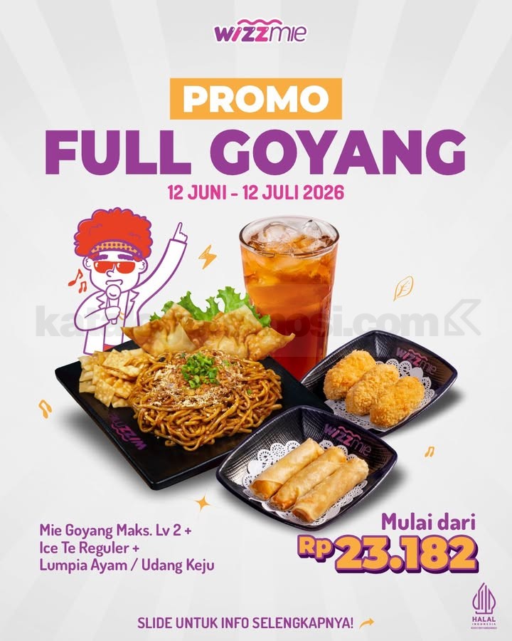 Promo Wizzmie FULL GOYANG Paket Mulai Rp. 23.182 Promo Wizzmie FULL GOYANG Paket mulai Rp. 23.182 paket mie minuman dan side dish