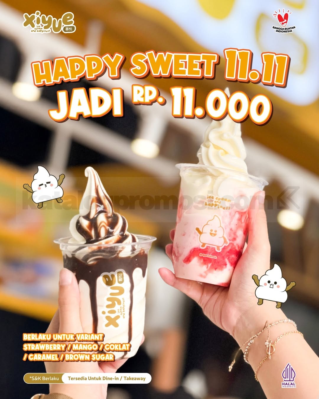 Promo Xiyue Happy Sweet 11.11 Happy Sundae cuma Rp. 11.000 Promo Xiyue Happy Sweet 11.11 Happy Sundae semua varian cuma Rp. 11.000, berlaku 10โ12 November 2025